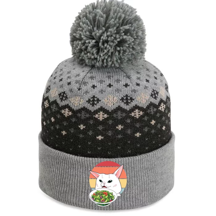 Retro Confused Cat At Dinner Table Meme The Baniff Cuffed Pom Beanie