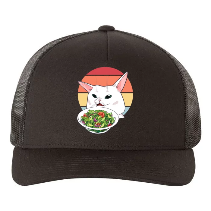 Retro Confused Cat At Dinner Table Meme Yupoong Adult 5-Panel Trucker Hat