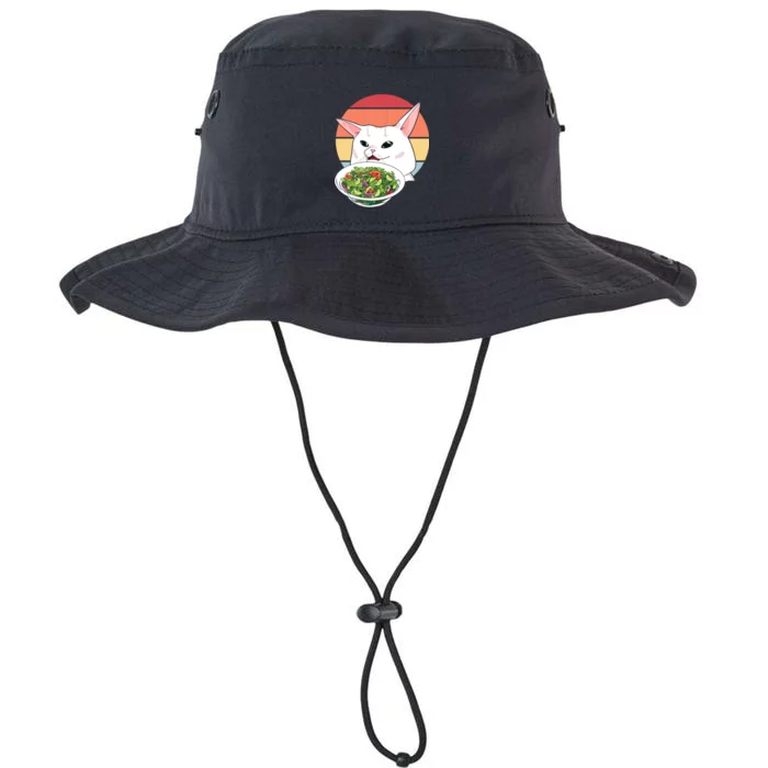 Retro Confused Cat At Dinner Table Meme Legacy Cool Fit Booney Bucket Hat