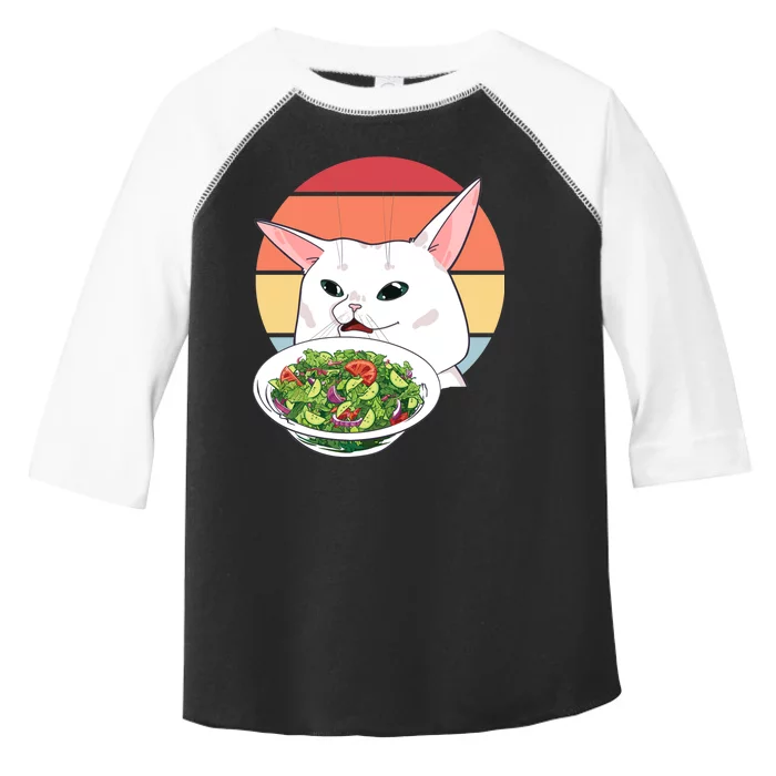 Retro Confused Cat At Dinner Table Meme Toddler Fine Jersey T-Shirt