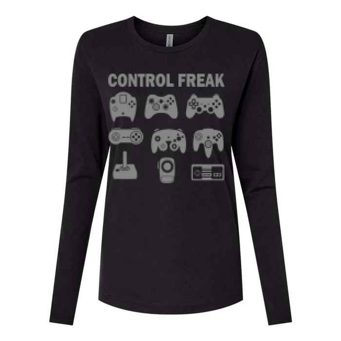 Retro Control Freak 8 Bit Gamer Womens Cotton Relaxed Long Sleeve T-Shirt