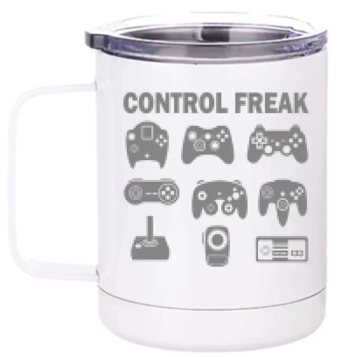 Retro Control Freak 8 Bit Gamer Front & Back 12oz Stainless Steel Tumbler Cup