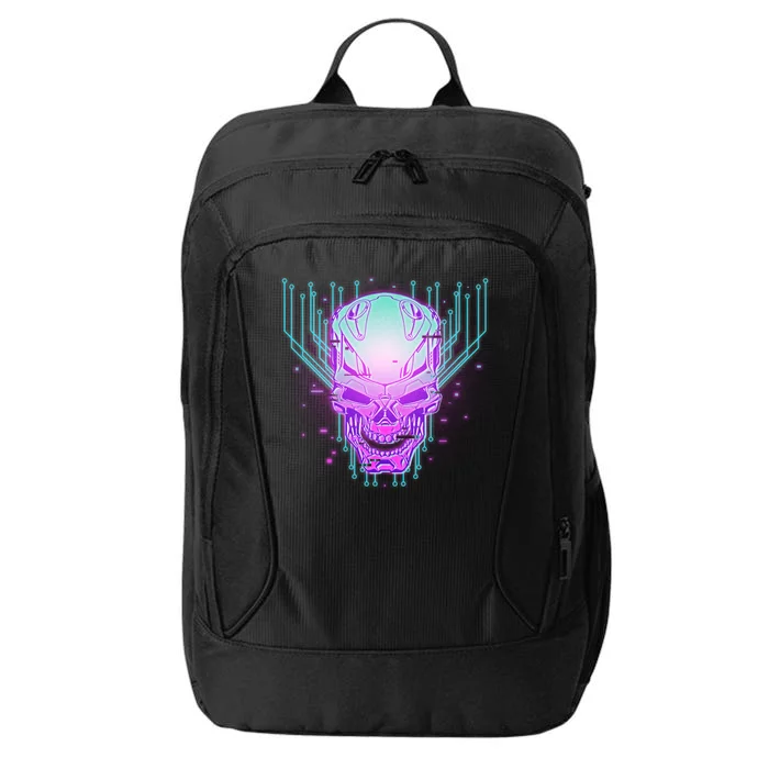 Retro Cyber Robot Skull City Backpack