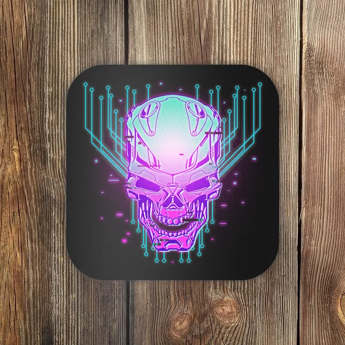 Retro Cyber Robot Skull Coaster