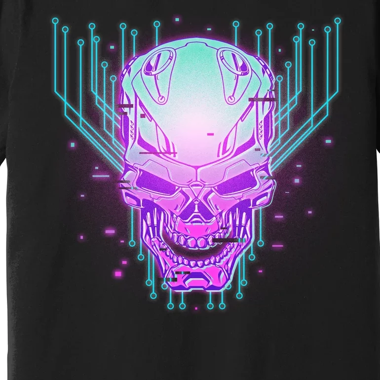 Retro Cyber Robot Skull Premium T-Shirt