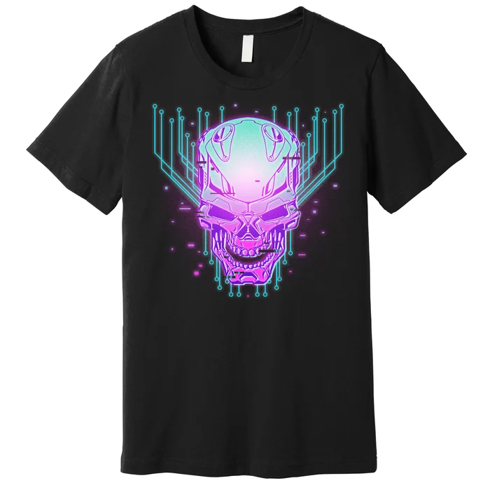 Retro Cyber Robot Skull Premium T-Shirt