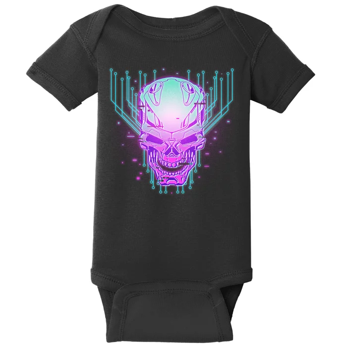 Retro Cyber Robot Skull Baby Bodysuit