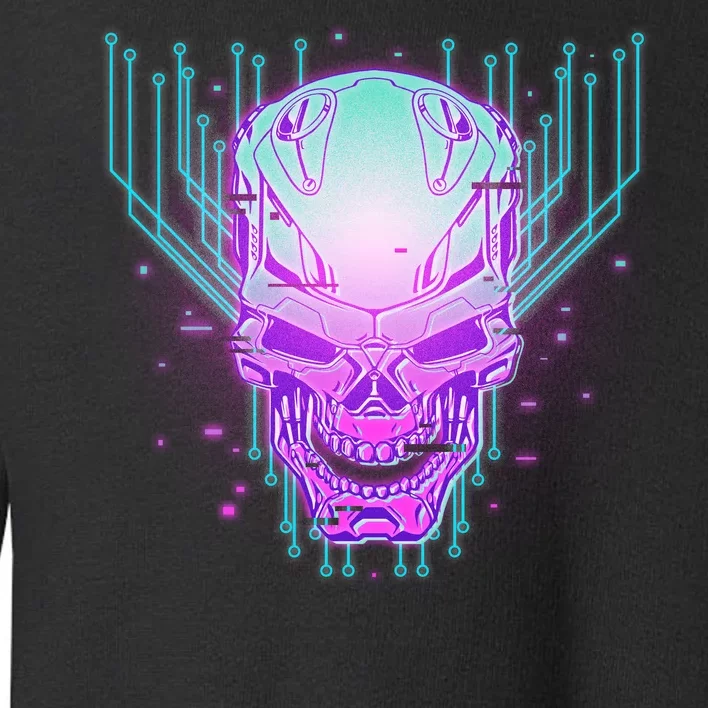 Retro Cyber Robot Skull Toddler Sweatshirt