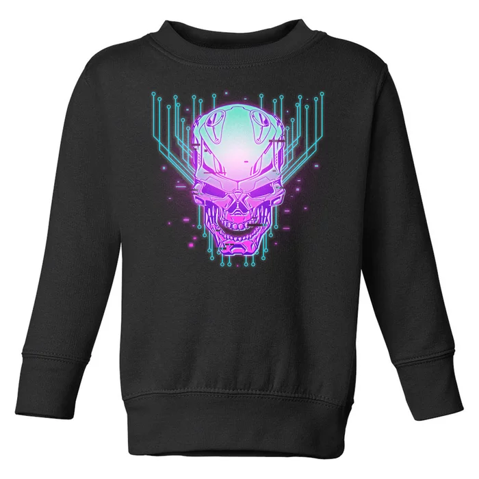 Retro Cyber Robot Skull Toddler Sweatshirt