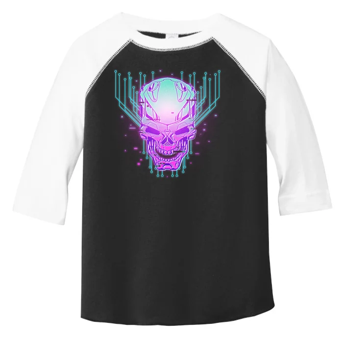 Retro Cyber Robot Skull Toddler Fine Jersey T-Shirt