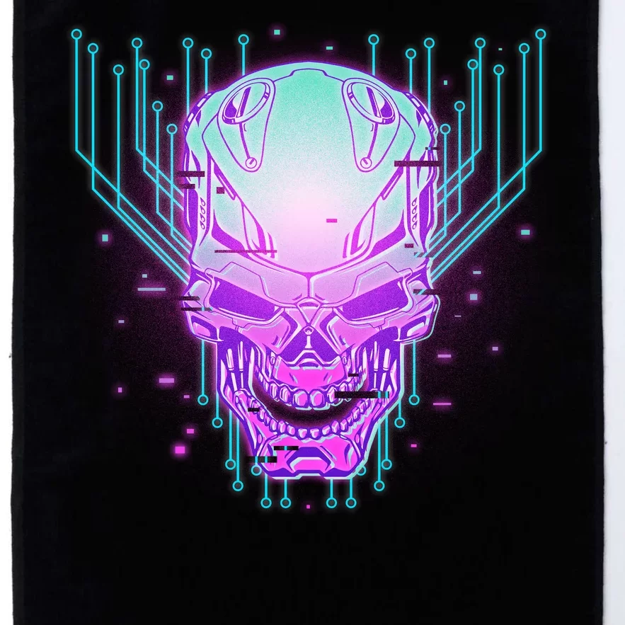 Retro Cyber Robot Skull Platinum Collection Golf Towel