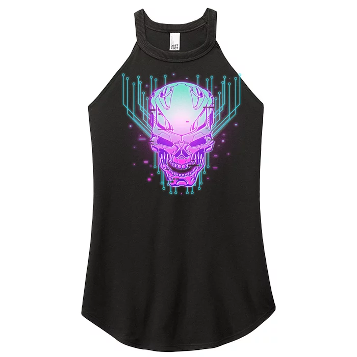 Retro Cyber Robot Skull Women’s Perfect Tri Rocker Tank