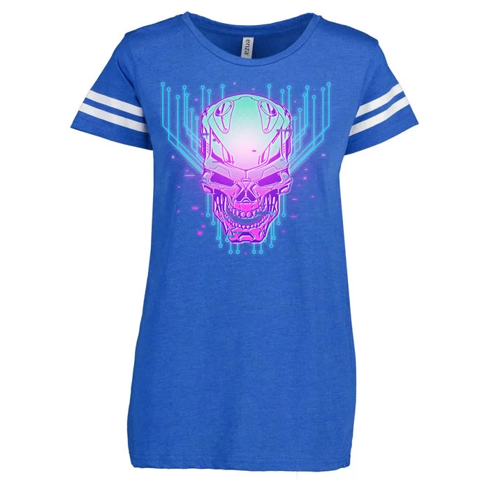 Retro Cyber Robot Skull Enza Ladies Jersey Football T-Shirt