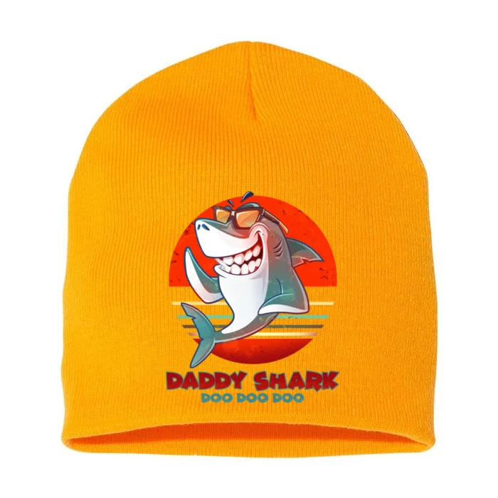 Retro Daddy Shark Doo Doo Doo Short Acrylic Beanie