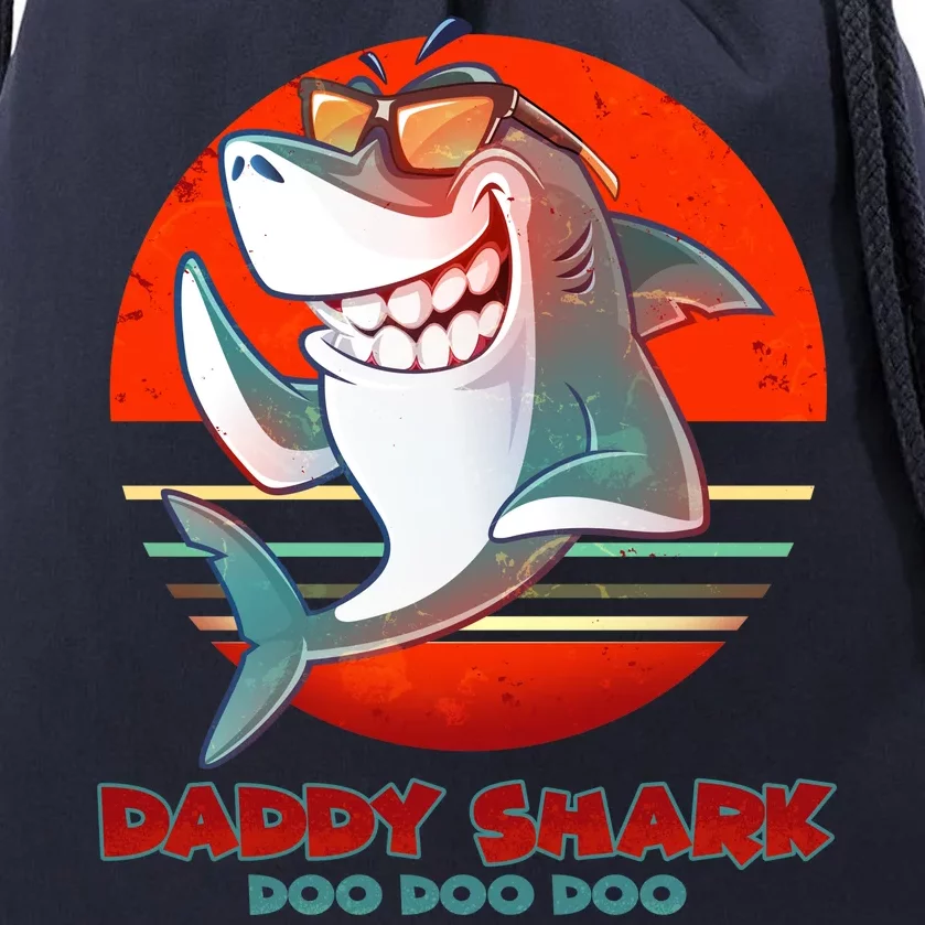 Retro Daddy Shark Doo Doo Doo Drawstring Bag