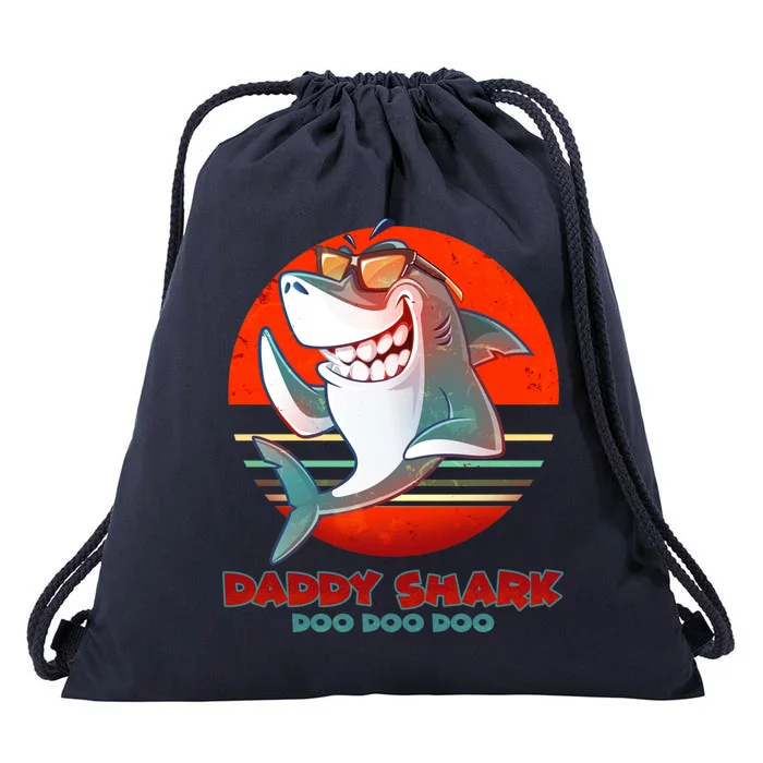 Retro Daddy Shark Doo Doo Doo Drawstring Bag