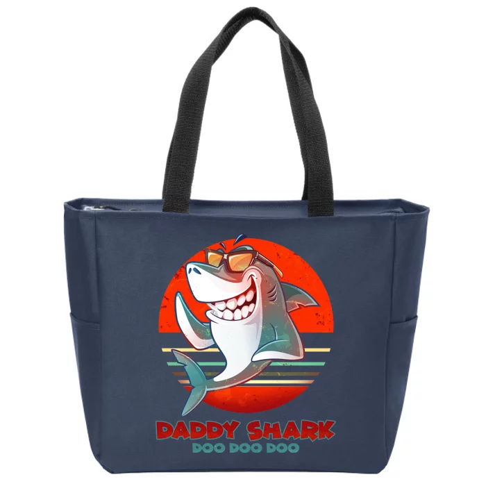 Retro Daddy Shark Doo Doo Doo Zip Tote Bag