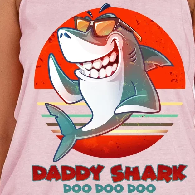 Retro Daddy Shark Doo Doo Doo Women's Knotted Racerback Tank