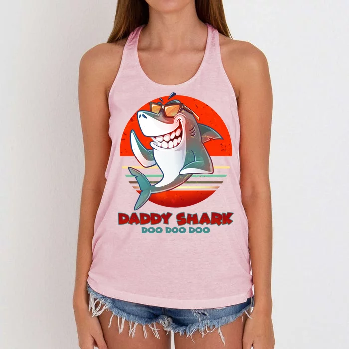 Retro Daddy Shark Doo Doo Doo Women's Knotted Racerback Tank