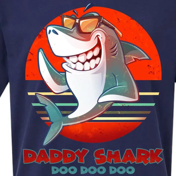 Retro Daddy Shark Doo Doo Doo Sueded Cloud Jersey T-Shirt