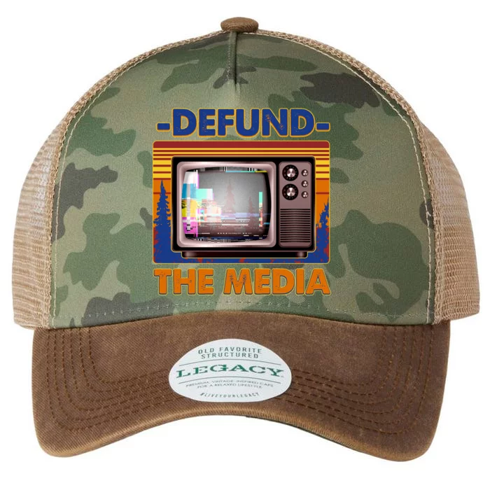 Retro Defund the Media Vintage TV Set Legacy Tie Dye Trucker Hat