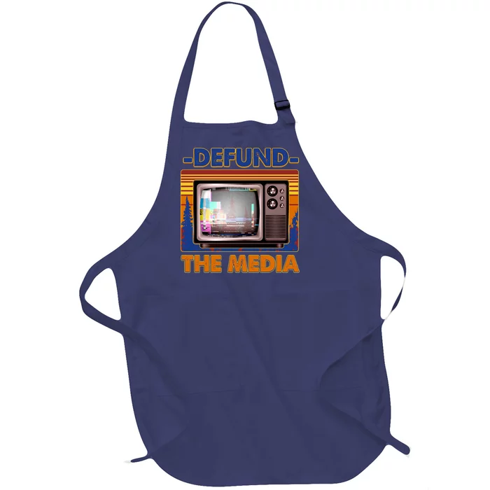 Retro Defund the Media Vintage TV Set Full-Length Apron With Pocket