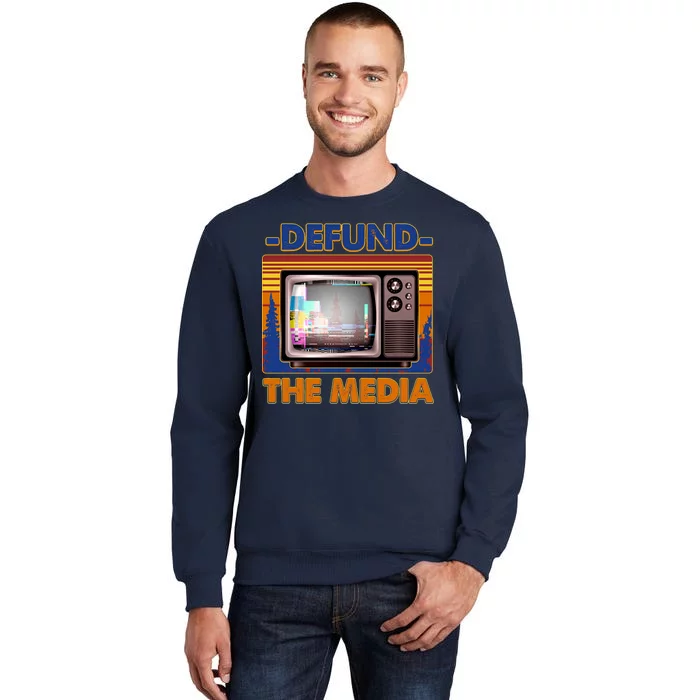 Retro Defund the Media Vintage TV Set Sweatshirt