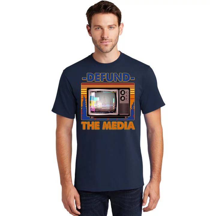 Retro Defund the Media Vintage TV Set Tall T-Shirt