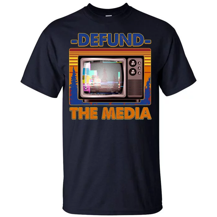 Retro Defund the Media Vintage TV Set Tall T-Shirt