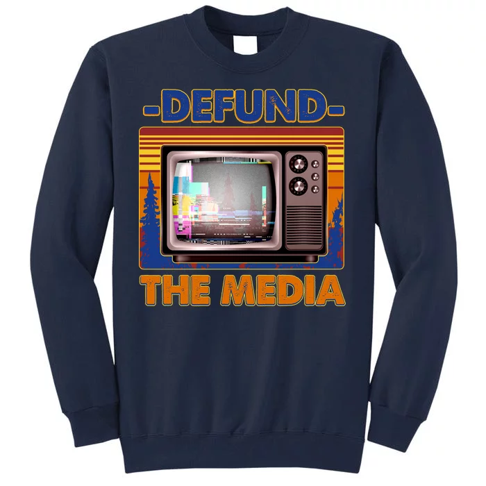 Retro Defund the Media Vintage TV Set Tall Sweatshirt