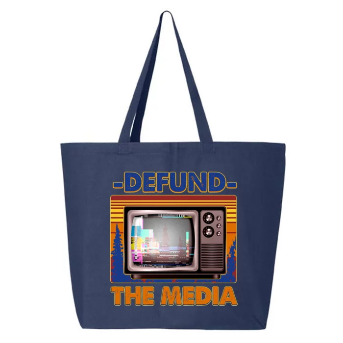 Retro Defund the Media Vintage TV Set 25L Jumbo Tote