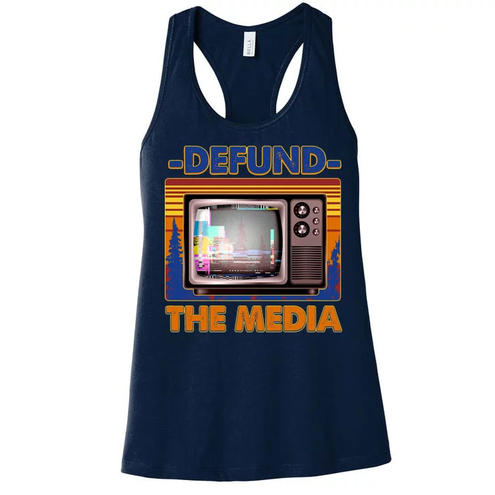 Retro Defund the Media Vintage TV Set Women's Racerback Tank