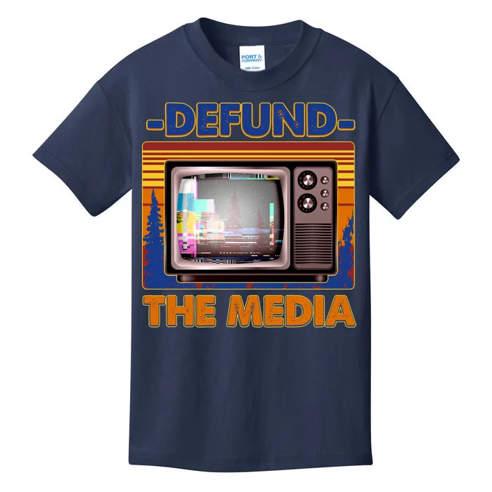 Retro Defund the Media Vintage TV Set Kids T-Shirt