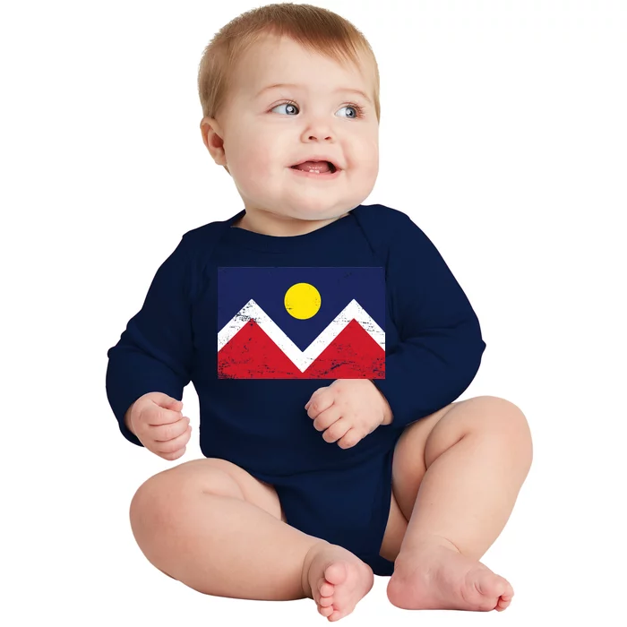 Retro Denver Colorado Flag Baby Long Sleeve Bodysuit