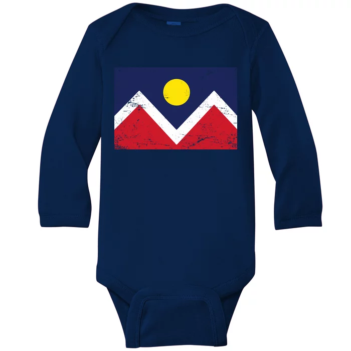 Retro Denver Colorado Flag Baby Long Sleeve Bodysuit