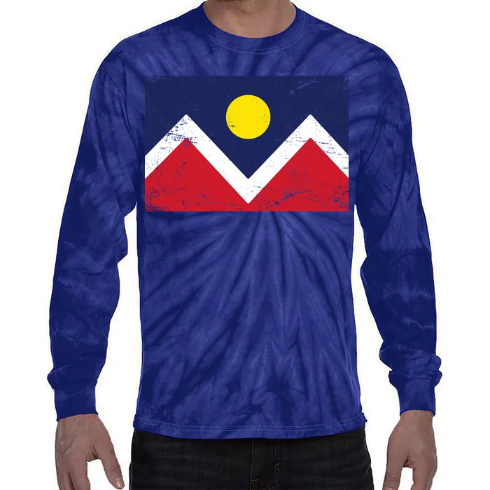 Retro Denver Colorado Flag Tie-Dye Long Sleeve Shirt