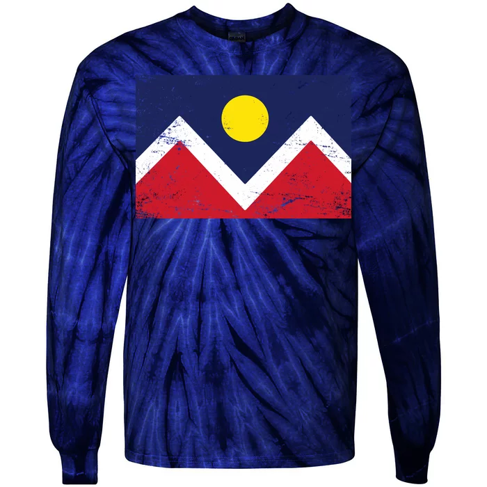 Retro Denver Colorado Flag Tie-Dye Long Sleeve Shirt