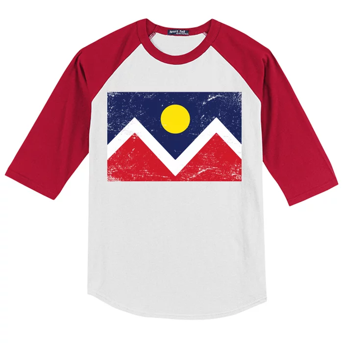 Retro Denver Colorado Flag Kids Colorblock Raglan Jersey