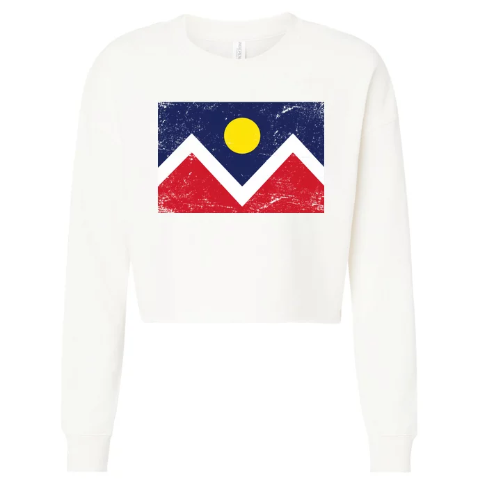 Retro Denver Colorado Flag Cropped Pullover Crew