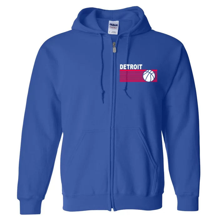 Retro Detroit Basketball Classic Logo Full Zip Hoodie