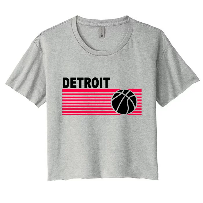 Retro Detroit Basketball Classic Logo Women's Crop Top Tee