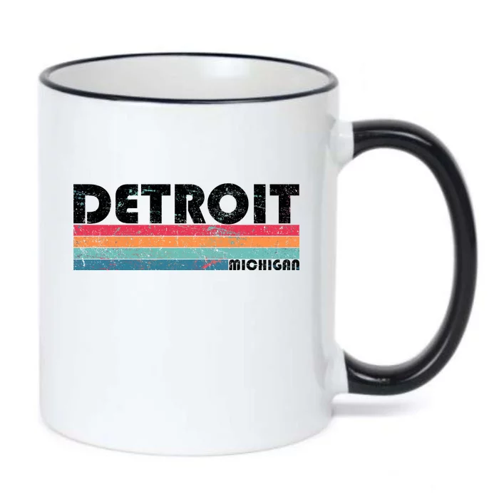 Retro Detroit Michigan Black Color Changing Mug