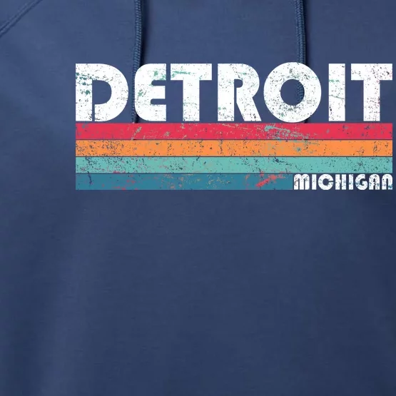 Retro Detroit Michigan Performance Fleece Hoodie