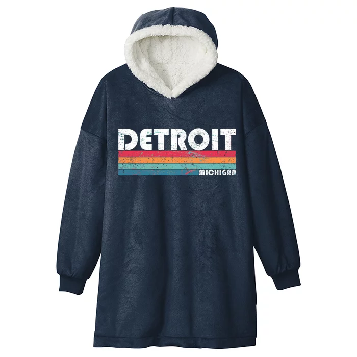 Retro Detroit Michigan Hooded Wearable Blanket