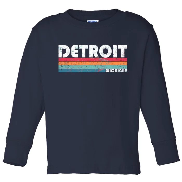 Retro Detroit Michigan Toddler Long Sleeve Shirt