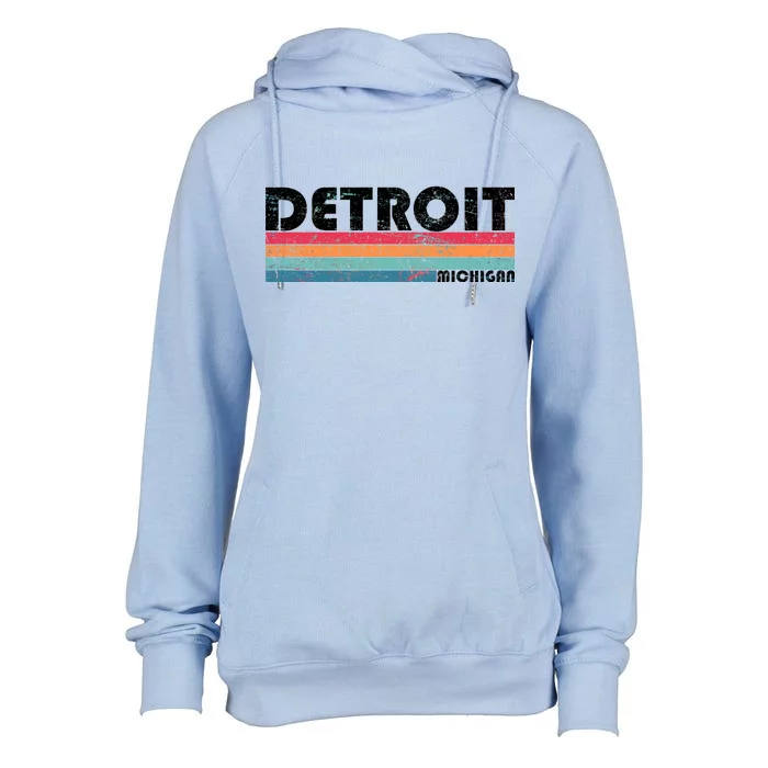 Retro Detroit Michigan Womens Funnel Neck Pullover Hood