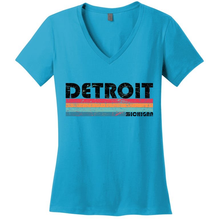 Retro Detroit Michigan Women's V-Neck T-Shirt