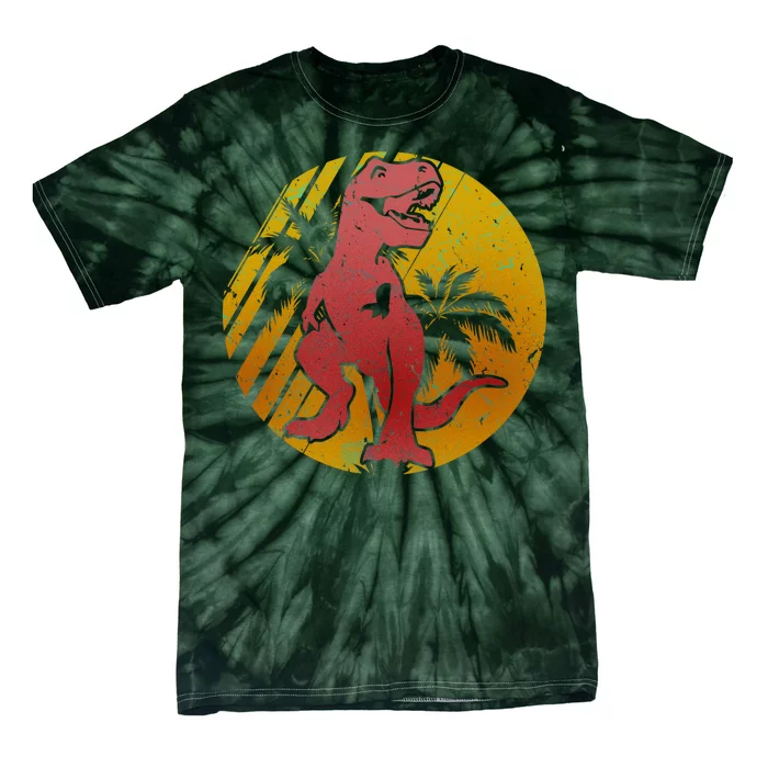 Retro Dinosaur Sunset Tie-Dye T-Shirt