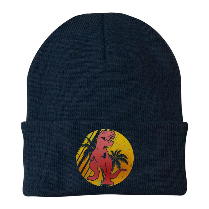 Retro Dinosaur Sunset Knit Cap Winter Beanie