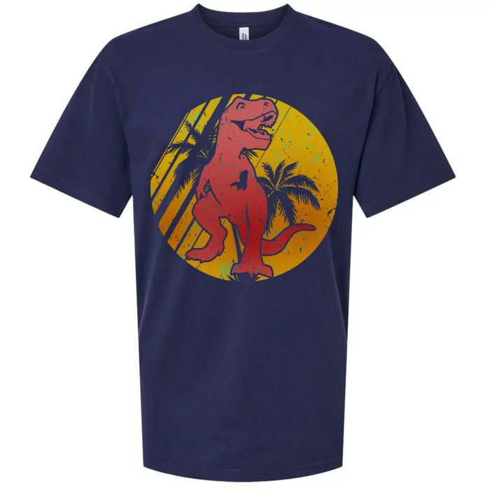 Retro Dinosaur Sunset Sueded Cloud Jersey T-Shirt